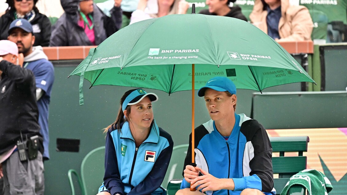 Tennis: piove a Indian Wells, sospesa semifinale Sinner-Alcaraz © ANSA/AFP